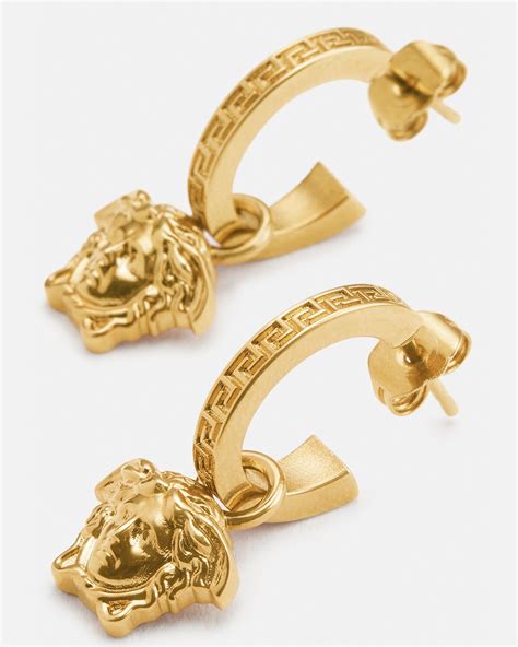 La Medusa Greca Hoop Earrings Gold Versace Uk