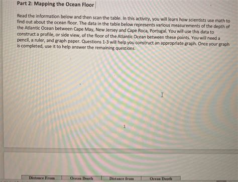 Mapping The Ocean Floor Instructions And Data Sheet Answer Key