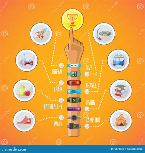 Fitness Tracking Vector Infographics In Flat Style Stock Vector