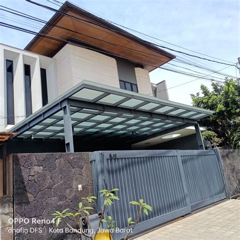 Jual Canopy Kaca Tempered Glass Tiang Baja Berat Wf Kanopi Mewah Tanpa