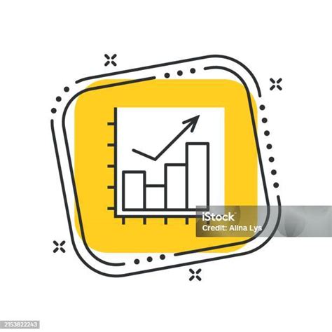 만화 다이어그램 성장 아이콘 벡터 일러스트 레이 션입니다 고립된 노란색 사각형 배경에 있는 분석 아이콘입니다 통계 기호