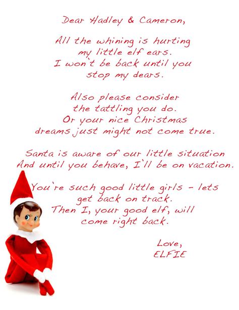 Elf On The Shelf Letter Free Printable Briefly Explain The Tradition If