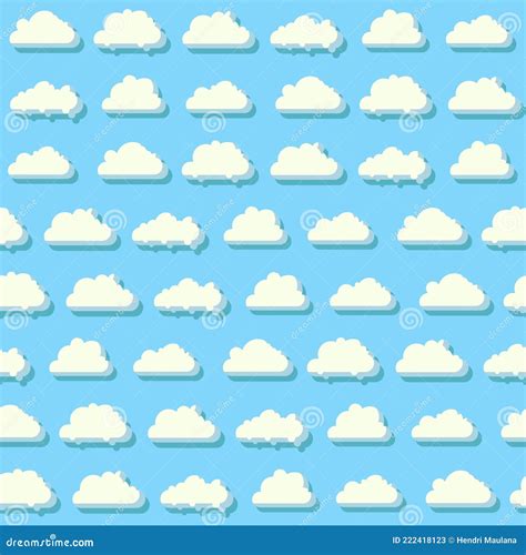 Blue Sky With Clouds Seamless Pattern Stock Vector Illustration Of