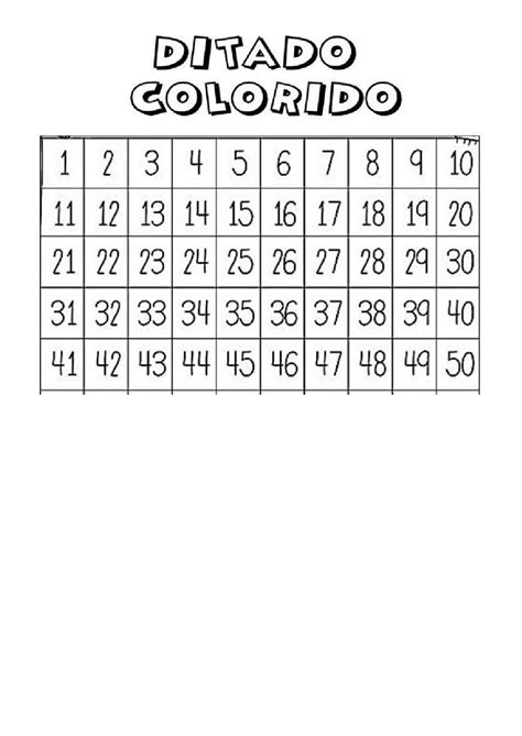Dictado Colorido Hasta Worksheet Actividades Con Numeros Tabla De