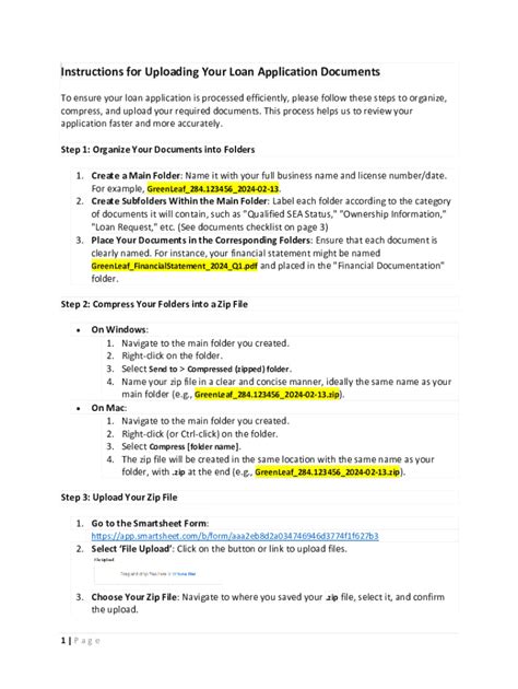 Fillable Online Instructions For Uploading Your Loan Application