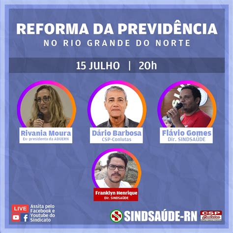 Reforma da Previdência Estadual é o tema da live do Sindsaúde desta semana