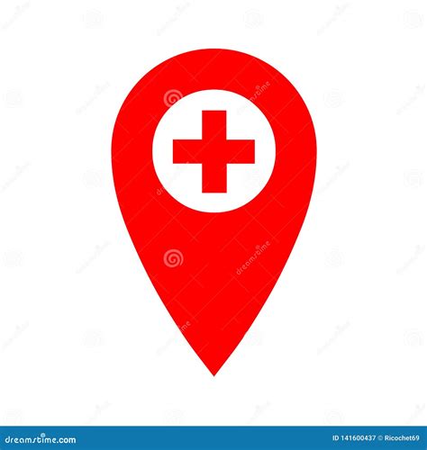 Red Map Pointer with Hospital Sign Editorial Photography - Illustration ...