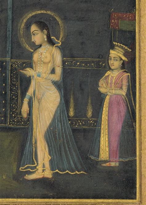 Indian Miniature Painting Of Badshah Jahandar Shah 9th Emperor Of Mughal Empire With Nude