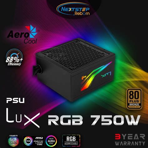 PSU AEROCOOL LUX RGB 750W 80Plus Bronze Certified RGB SYNC NEW BH