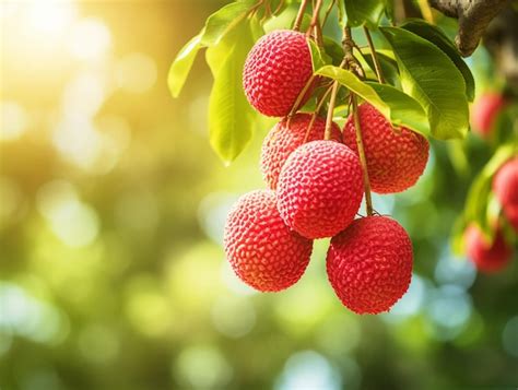 Premium Photo Closeup Of Bunch Of Lychees Hanging On Lychee Tree