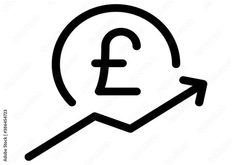 Pound Rate Increase Icon Money Symbol With Stretching Arrow Up Rising