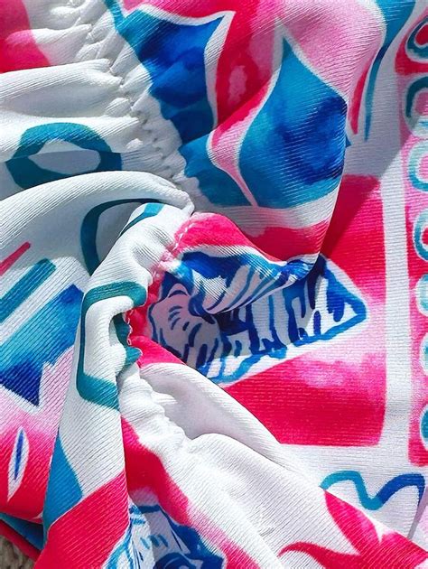 Pcs Set Women Springbreak Printed Spaghetti Strap Top And Thong Bikini Swimsuit Set Cute