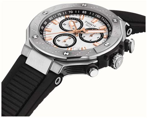 Tissot T Race Chronograph White Chrono Dial Black Silicone Strap