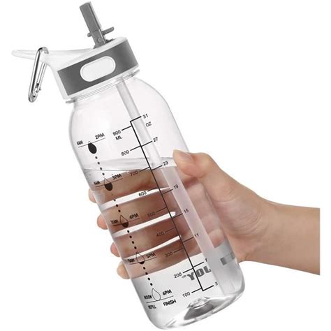 1 Litre Bouteille d eau avec paille et poignée Water Bottle Sans BPA