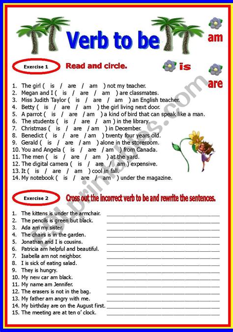 Esl Verb To Be Worksheet