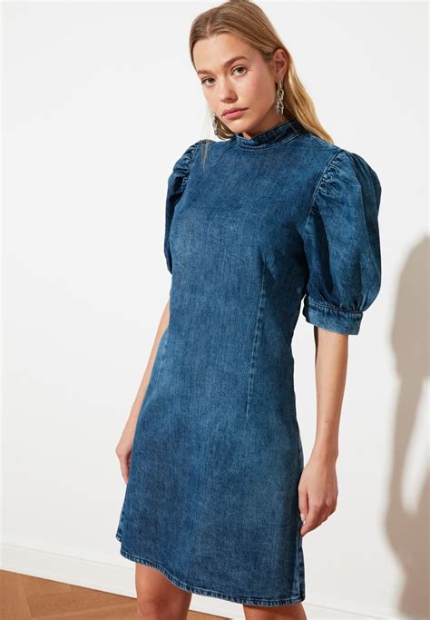 Buy Trendyol Blue Puff Sleeve Denim Dress For Women In Manama Riffa