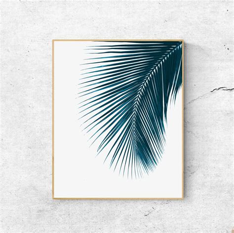 Indigo Blue Art Blue Leaves Wall Art Navy Print Tropical - Etsy