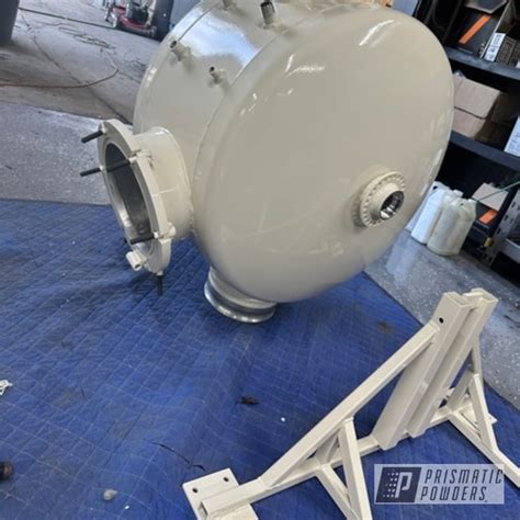 Custom Fabricated Piece Coated In Ral 1013 Prismatic Powders