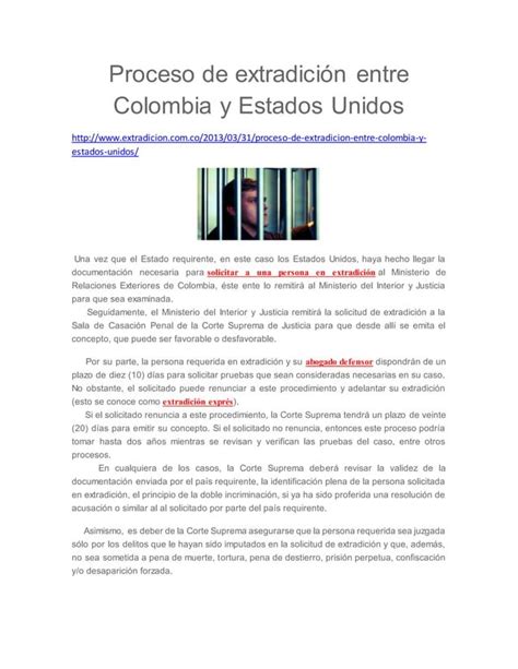 Proceso De Extradición Entre Colombia Y Estados Unidos Pdf