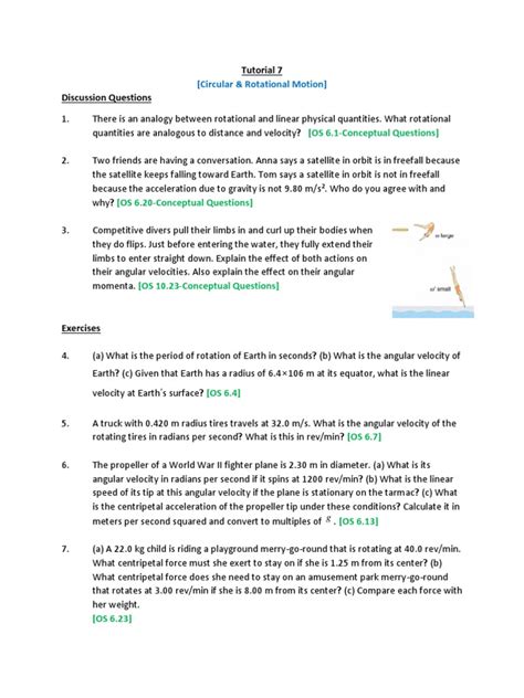 Tutorial 7 Circular And Rotational Motion Pdf Rotation Around A