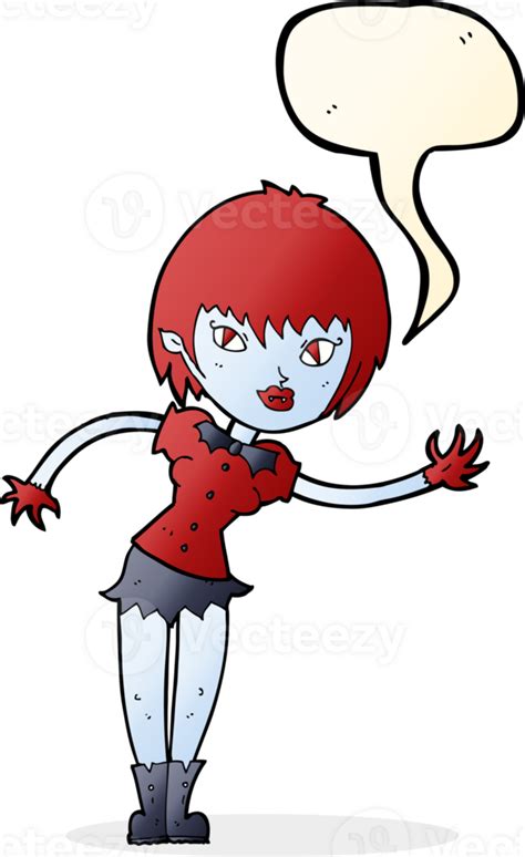 Cartoon Vampire Girl Welcoming With Speech Bubble 44997316 Png