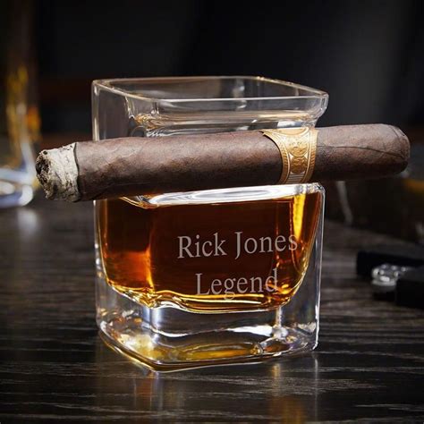 Personalized Cigar Holding Whiskey Glass Perfect For Whiskey Etsy