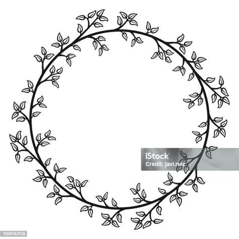 Circular Border With Leaves 4 Stock Illustration Download Image Now