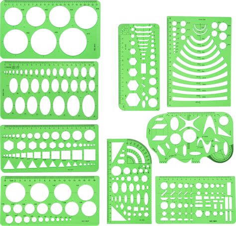 Piezas Plantillas De Dibujo Reglas De Pl Stico Multifunci N Regla De