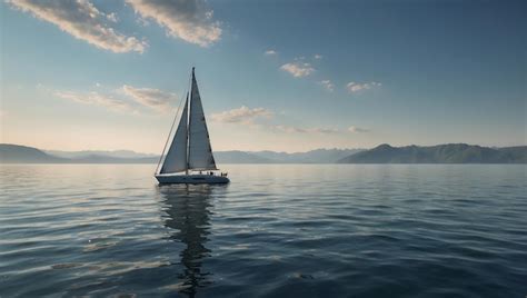 Premium Photo Sailing Yacht In The Sea Against The Backdrop Of Mountains