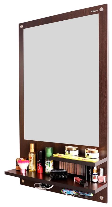 Madhuran Engineered Wood Wall Mounted Dressing Table With 2 Storage Shelf 212x358 Inch Wenge