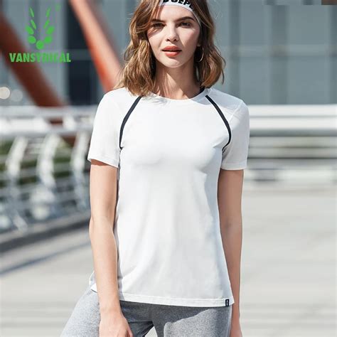 Vansydical Womens Yoga Shirts Sexy Sports Top Style Fitness Women Top Solid Running Shirt Sport