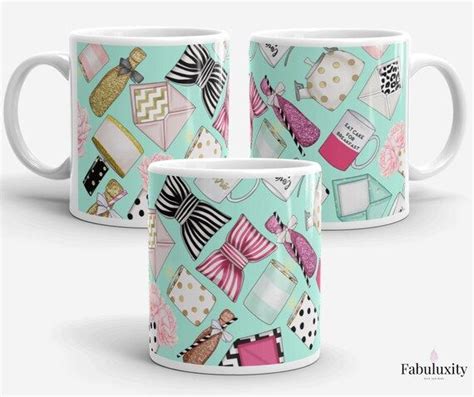 Designer Inspired Tea Cup Coffee Mug Fashion Decor Illustrations