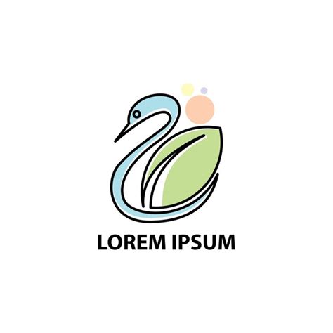 Zwaan Logo Kleurrijke Lijn Kunst Monoline Schets Illustratie Premium