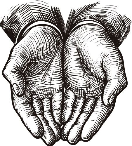 Cupped Hands Folded Arms Sketch Vintage Royalty Free Vector