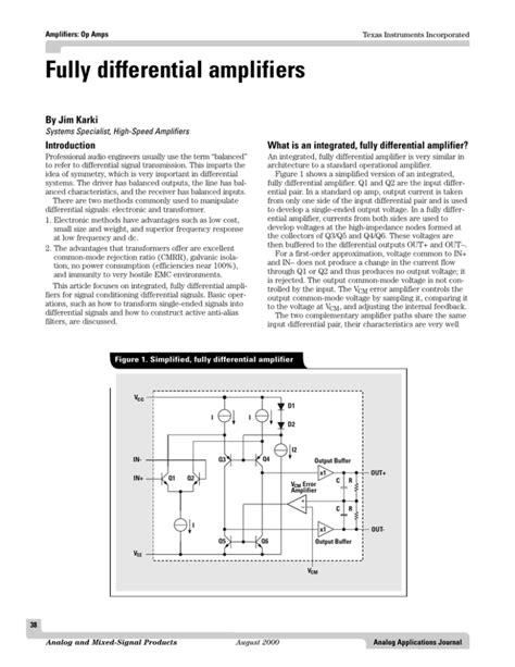 Fully Differential Amplifiers