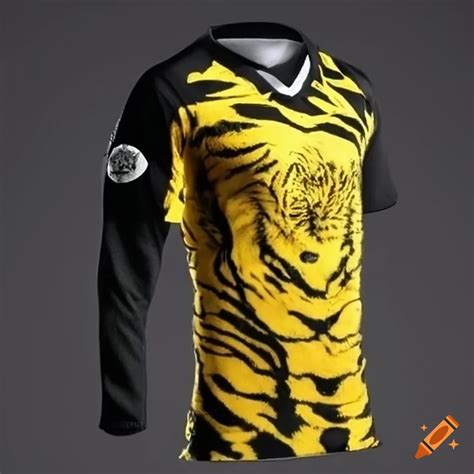 Black And Yellow Cricket Jersey With Tiger Logo On Craiyon