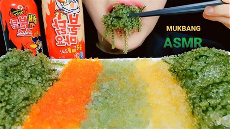 ASMR TOBIKO EGGS FLYING FISH ROE SEA GRAPES 날치알 바다포도 먹방 EATING SOUNDS