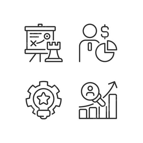 Set Of Linear Icons For A Perfectly Pixelated Successful Business