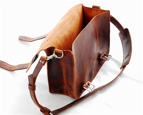 Leather Book Bag Or Messenger Bag For Men Ann Women Ooak Etsy