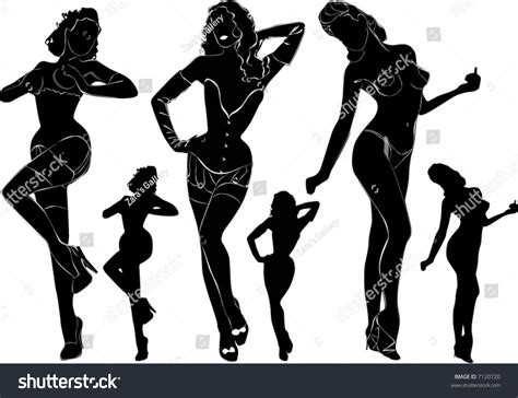 Black Silhouettes Beautiful Nude Woman On Stock Vector Royalty Free