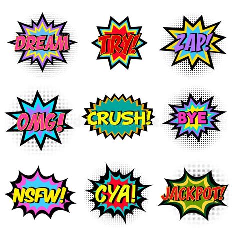 Comic Book Words Comic Speech Bubble Set Stock Vector Illustration