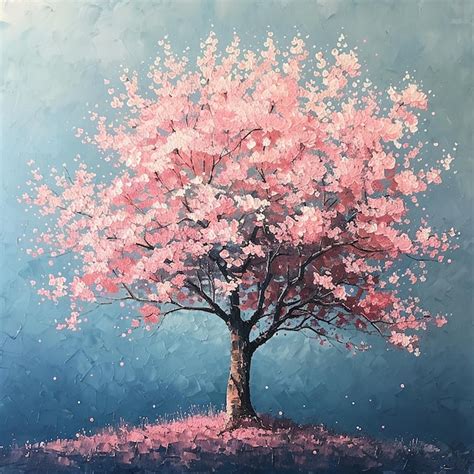 Premium Photo | A painting of a tree with pink leaves and a pink tree with pink leaves