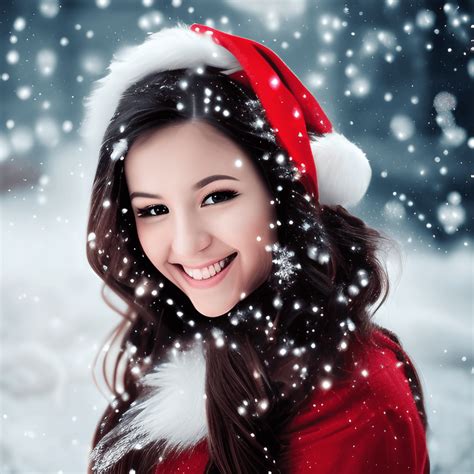 Retrato navideño realista de fantasía hermosa mujer latina con cabello ondulado disfrazada de