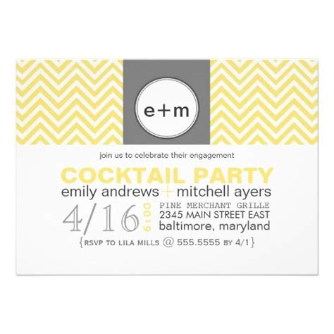 A Yellow And Gray Party Card With The Words Cocktail Party