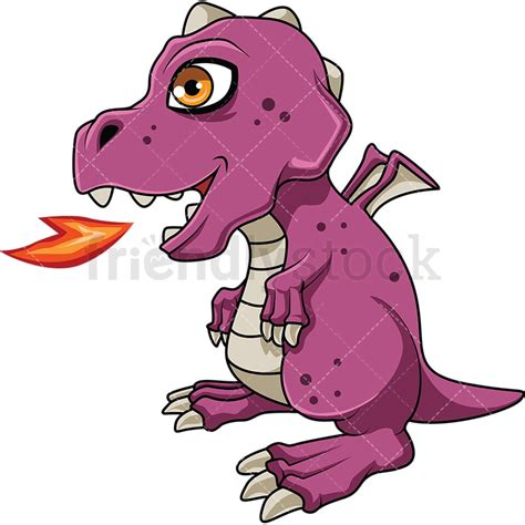 Baby Dragon Breathing Fire Cartoon Vector Clipart - FriendlyStock