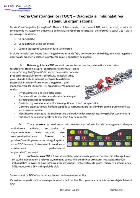 Pdf Teoria Constrangerilor Toc Diagnoza Si Imbunatatirea Pdf