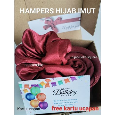 Hampers Gift Box Hijab Filled With Hijab Bella Square And Schrunchie