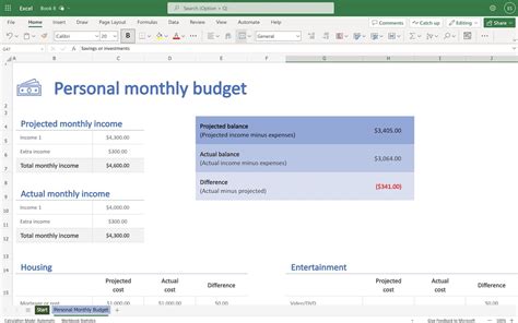 Personal Monthly Budget For Excel - Tiller