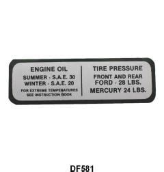 Glove Box Tire Pressure Oil Decal Interior Decals