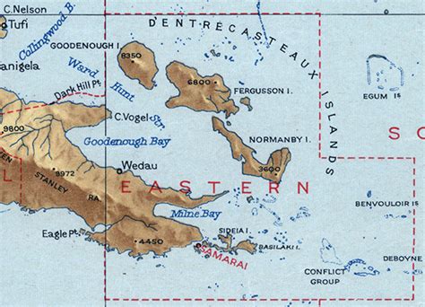 Pacific Wrecks Map Of The Eastern District Of The Territory Of Papua